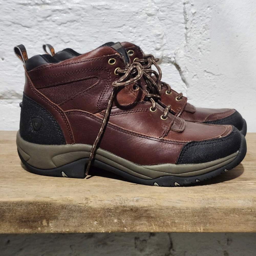 Ariat Terrain Brown Leather Hiking Boots Womens 9.5 B 10004138 ATS Ankle Shoes